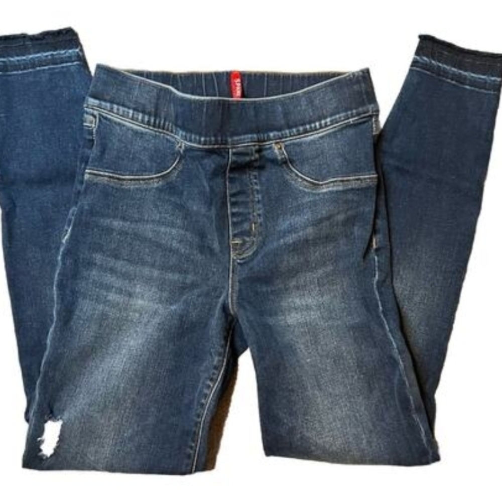 SPANX Dark Blue Skinny Raw Hem Denim Jeans Jeggings Size M